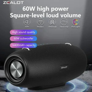 Zealot S67 Portable Wireless Speaker – Waterproof, 40H Playtime