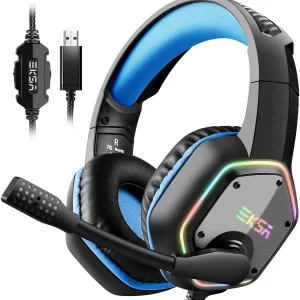 EKSA E1000 Gaming Headset for PC/PS4/PS5, 7.1 Surround, RGB, Noise-Cancelling Mic